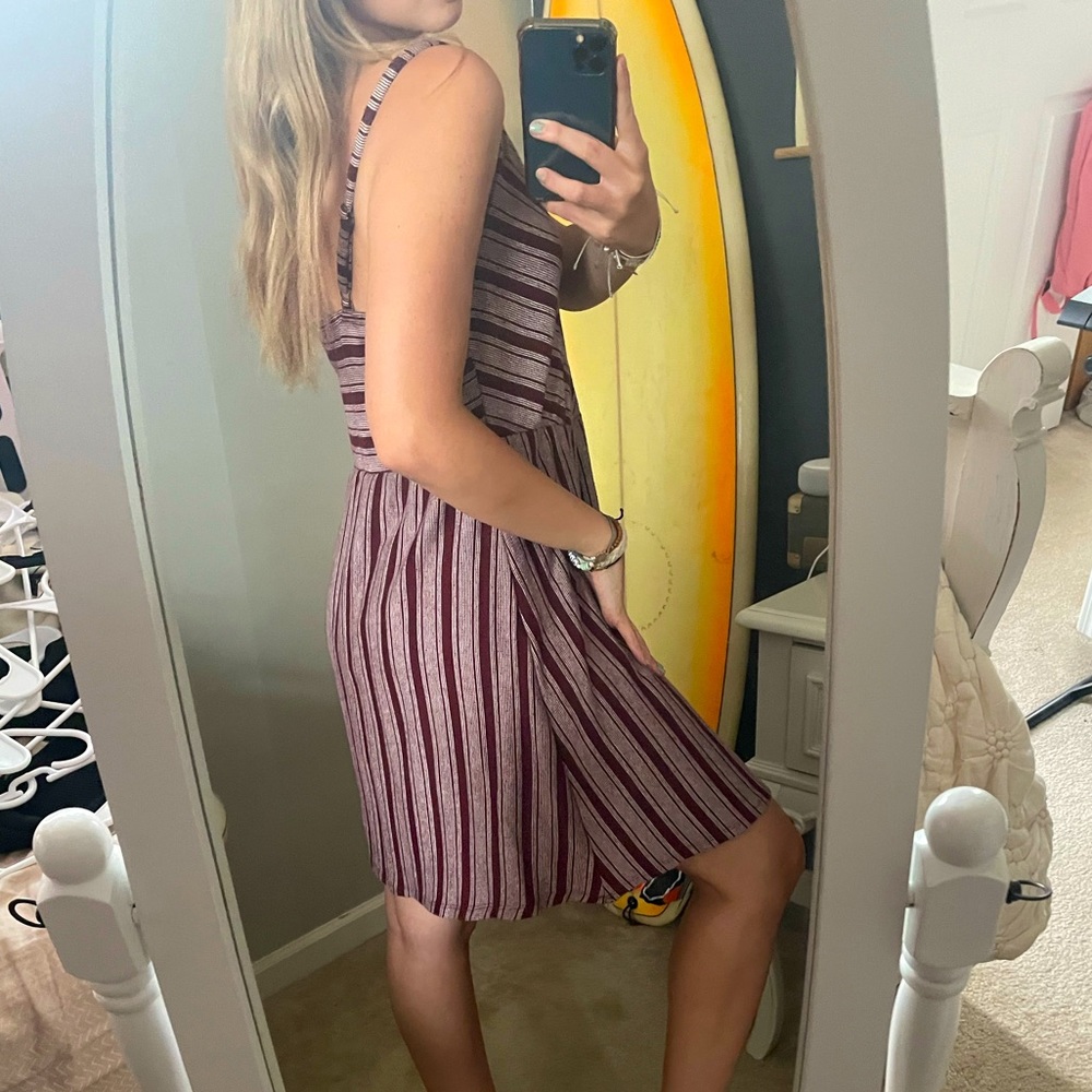 Universal thread striped maroon and white dress.